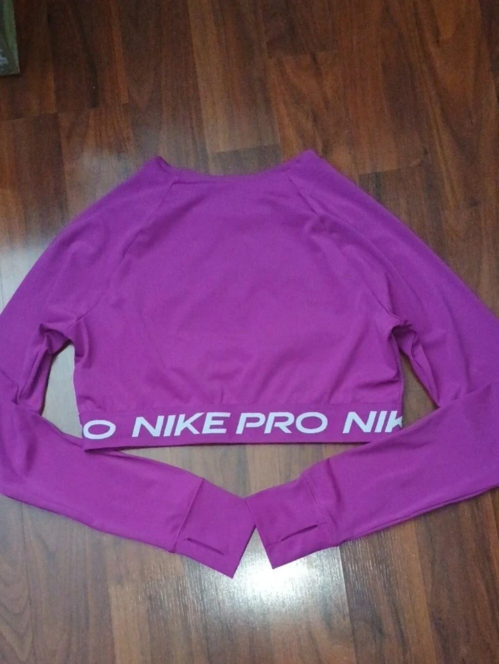 Nike Pro Purple Cropped Long Sleeve Performance Top